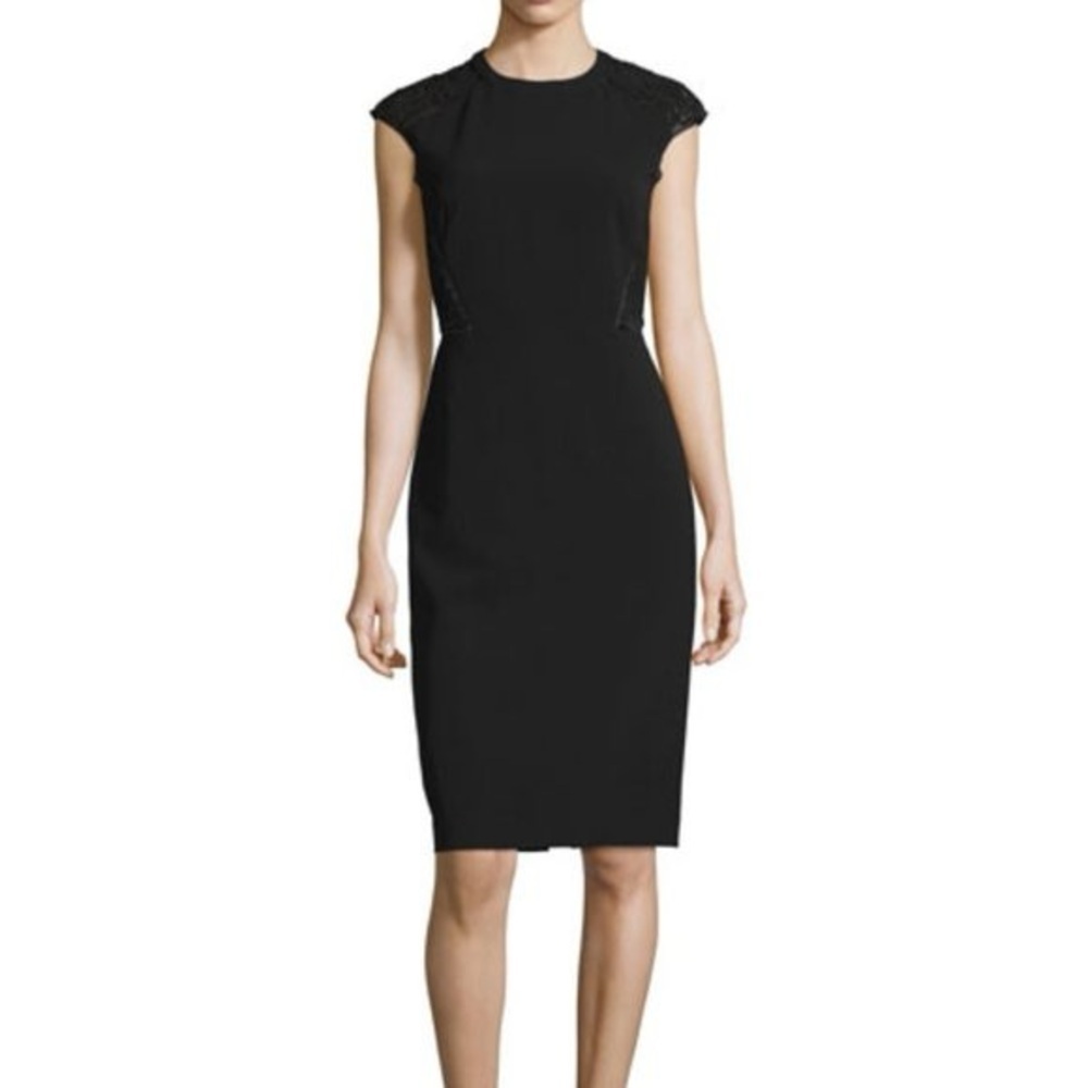 💕Talbots Elegant Black Cap Sleeve Dress Size 2P